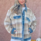 And The Why Full Size Washed Denim Detail Brushed Plaid Jacket - DAVERRI FASHIONS