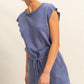 HYFVE Round Neck Cap Sleeve Drawstring Waist Romper Rompers