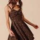 SO ME Mineral Washed Leopard Flare Cami Dress Mini Dresses