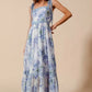 SO ME Floral Print Flowy Maxi Dress with Lace Ribbon Tie