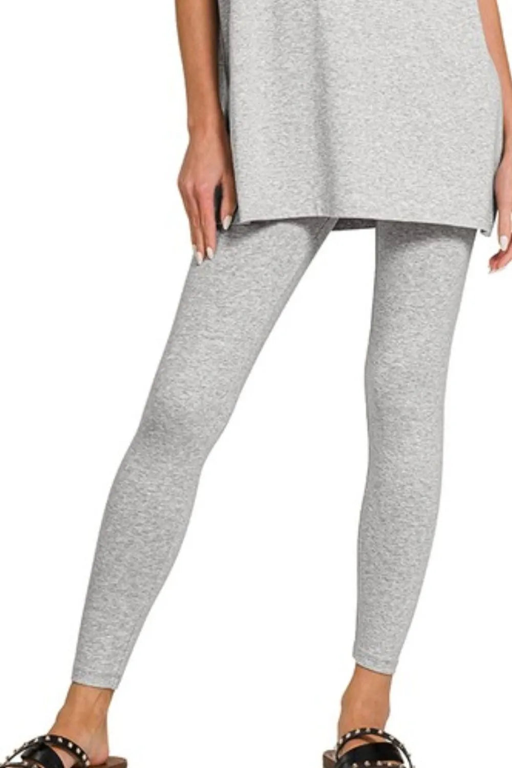 Zenana Cotton Round Neck Top & Legging Set Outfit Sets