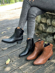 Point Toe Block Heels Boots | Boots Daverri Fashions