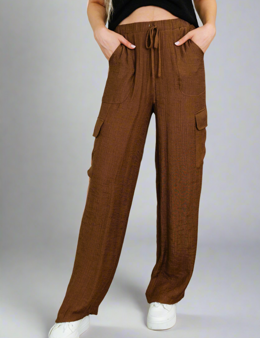 Brown Straight Leg Cargo Pants | Cargo Pants Daverri Fashions