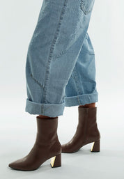 Kaira Metallic Accent Heel High Ankle Boots | Boots Daverri Fashions