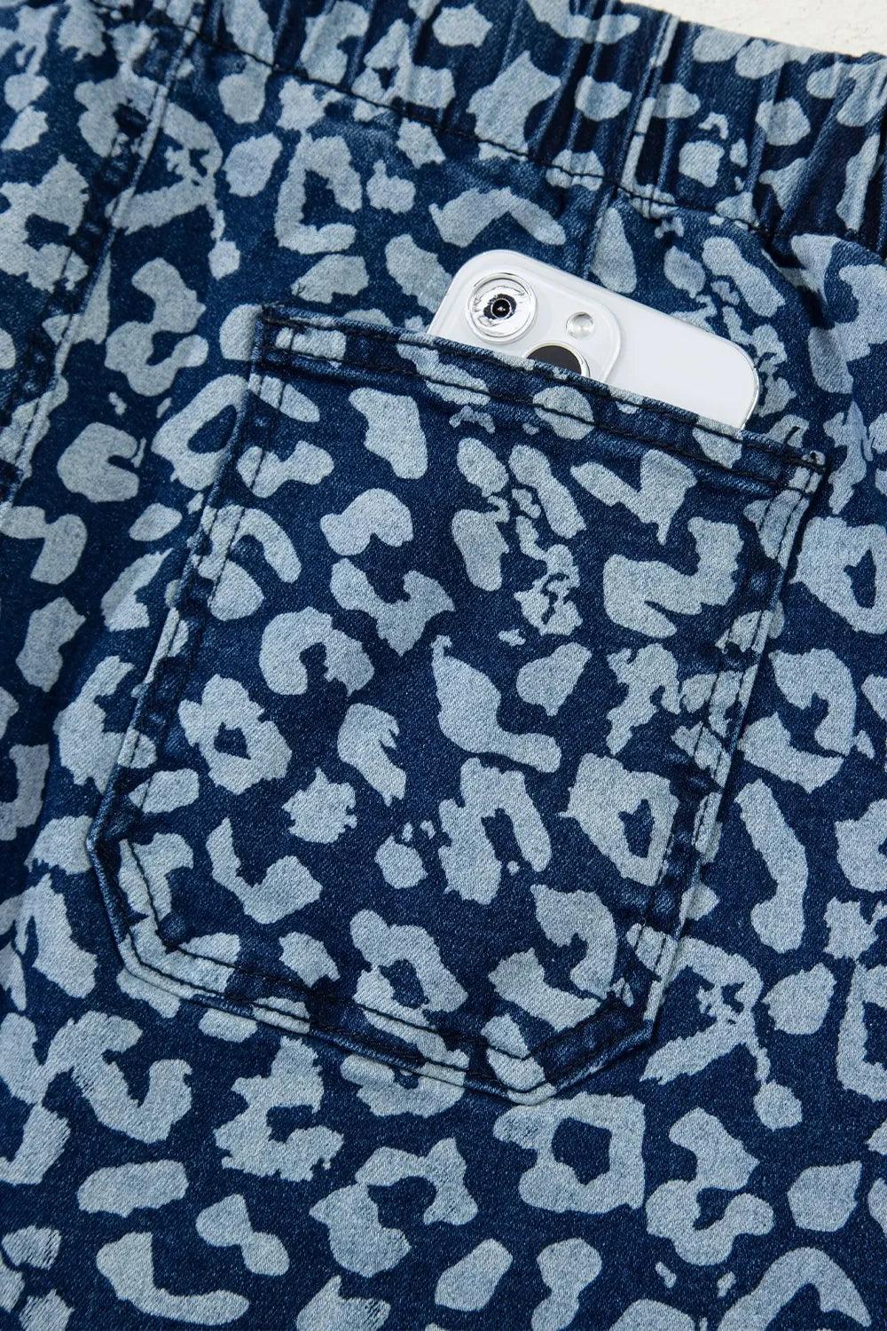 Daverri Fashions Leopard Print Wide Leg Jeans - DAVERRI FASHIONS