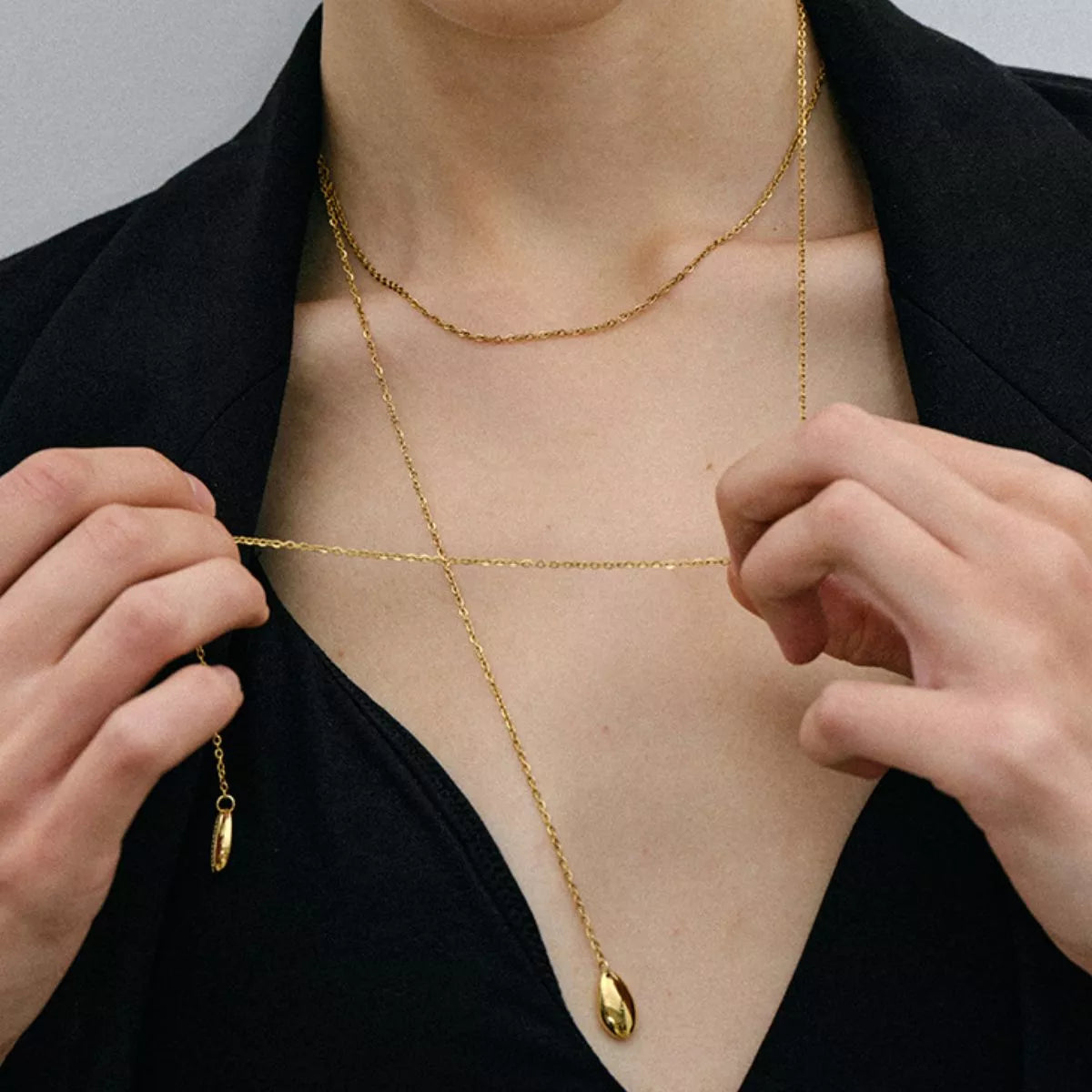 18K Gold-Plated Y-Shaped Necklace | Jewelry Daverri Fashions