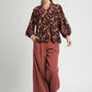 Umgee Floral Velvet Blouse with Balloon Sleeves
