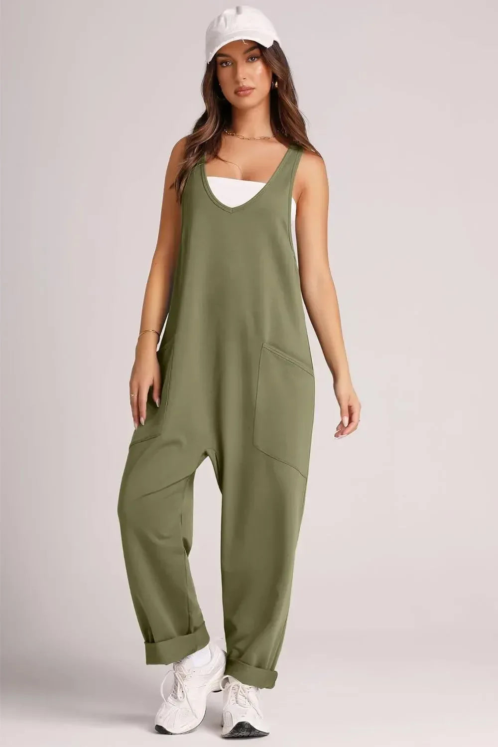 Lovelet V-Neck Wide Strap Overalls - DAVERRI FASHIONS