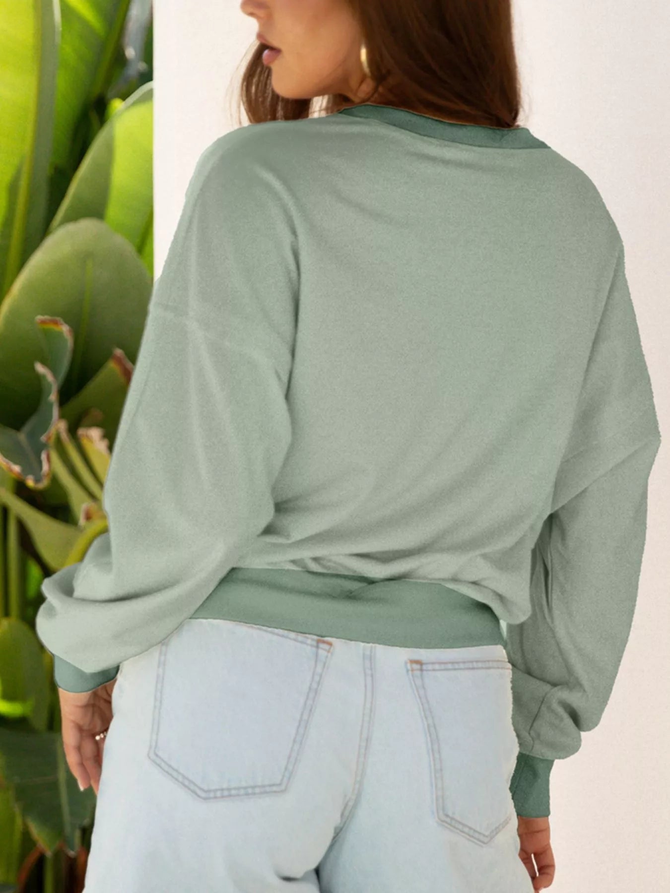 Flower Patch Drop Shoulder Sweatshirt | Tops Daverri Fashions