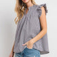 Ces Femme Plaid Notched Ruffled Cap Sleeve Blouse Blouses