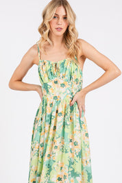 Mittoshop Floral Smocked Back Ruffled Hem Maxi Cami Dress