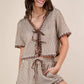VERY J Wave Trim Detail Knit Top & Shorts Set Outfit Sets
