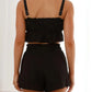Daverri ruffled square neck cami and shorts set in black