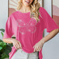 Heimish Rhinestone Butterfly Round Neck Short Sleeve T-Shirt Hot Pink T-Shirts