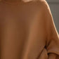 Cozy camel-colored womens oversized batwing sleeve knit sweater