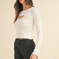 MABLE Cut Out Long Sleeve Ribbed Knit Top