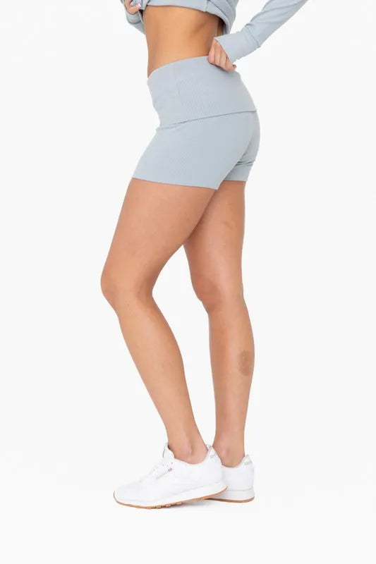 MONO B Ribbed Foldover Waist Shorts