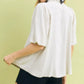 Umgee Linen Scallop Trim V-Neck Blouse - DAVERRI FASHIONS