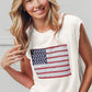 Bibi off white sleeveless knit top with American flag sequins patch