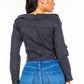 American Bazi Off Shoulder Lace Up Denim Jacket - DAVERRI FASHIONS