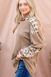 And The Why Printed Color Block Hooded Waffle Top | Tops Daverri Fashions