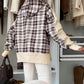 Daverri Fashions black white plaid hooded sweatshirt with cream sleeves