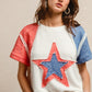BiBi Fourth of July t-shirt with red blue star applique raglan sleeves