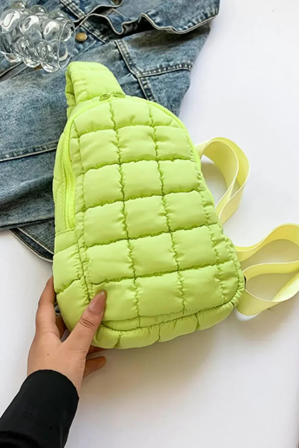 Quilted Nylon Crossbody Bag - DAVERRI FASHIONS