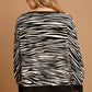 Umgee Zebra Striped Fleece Pullover Sweater Shirt - DAVERRI FASHIONS