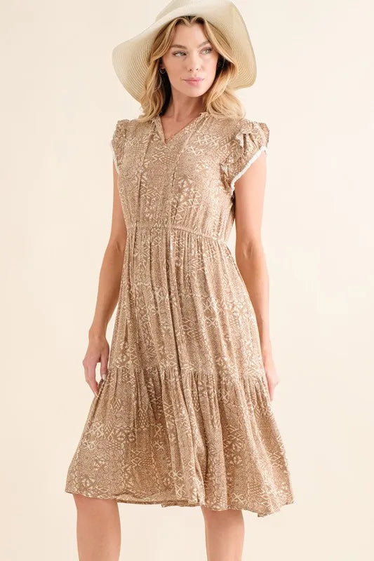 And The Why Boho Printed Tiered Dress Knee Length Dresses