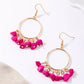 18K Gold-Plated Hoop Earrings with Tassel Beads - DAVERRI FASHIONS