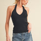Aemi + Co Ribbed Halter Neck Cami - DAVERRI FASHIONS