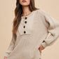 Annie Wear Half Button Ribbed Hem Sweater Oatmeal Sweaters