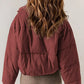 Zip Up Collared Neck Long Sleeve Winter Coat - DAVERRI FASHIONS