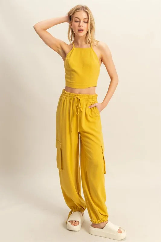 HYFVE Crop Top and Cargo Pants Set Outfit Sets