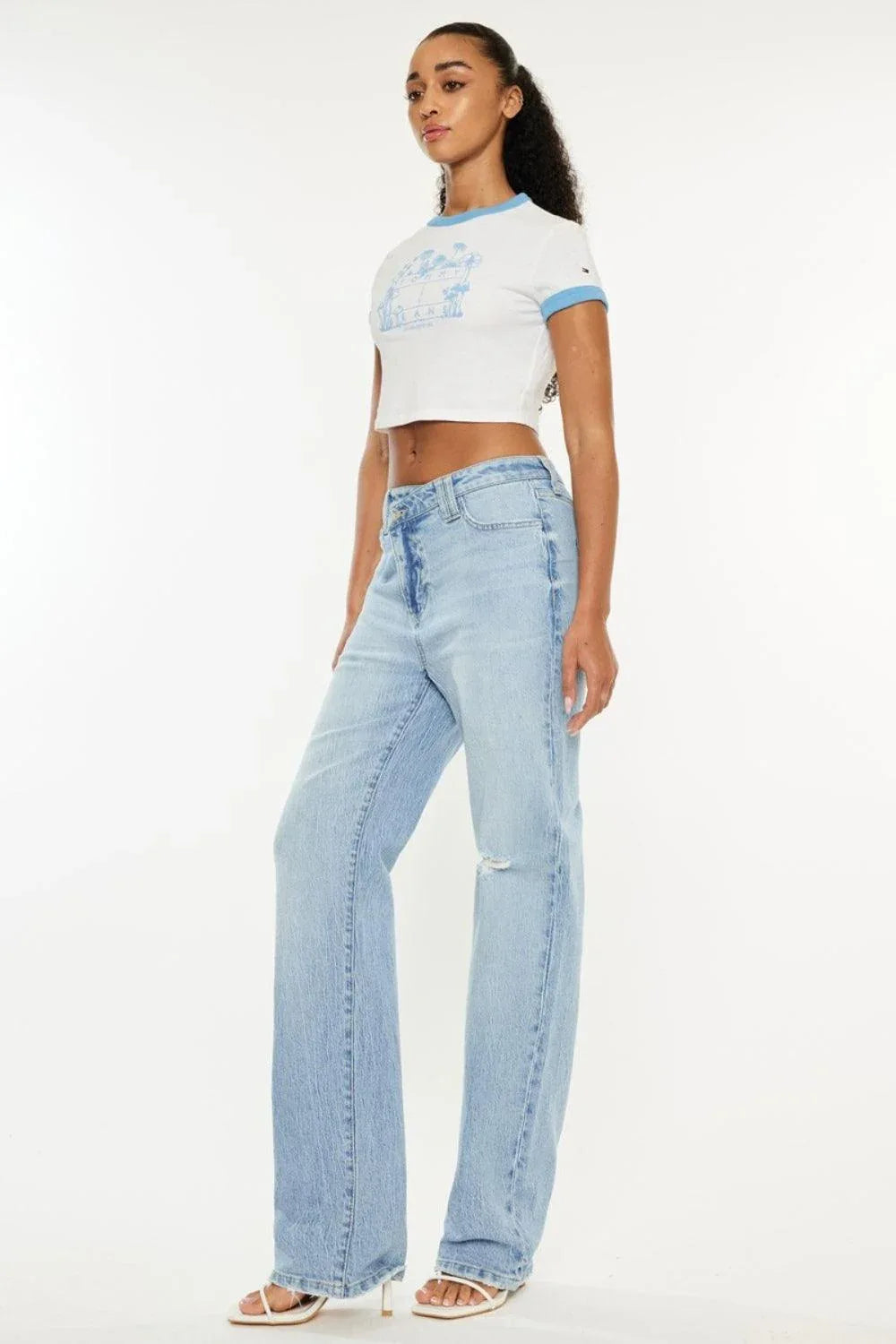 Kancan Distressed High Waist Straight Jeans - DAVERRI FASHIONS