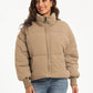 Zip Up Turtleneck Long Sleeve Puffer Jacket - DAVERRI FASHIONS