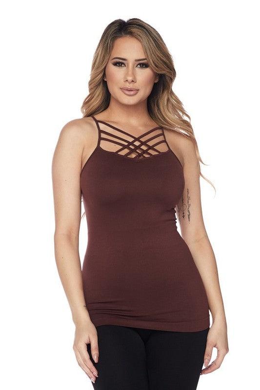 Triple Criss-Cross Front Seamless Cami Top Shirts & Tops