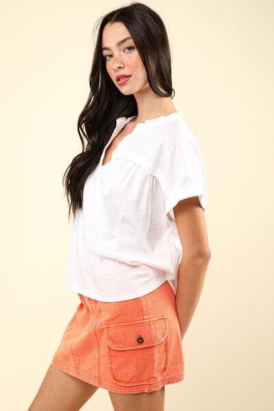 VERY J Nochted Short Sleeve Washed T-Shirt T-Shirts