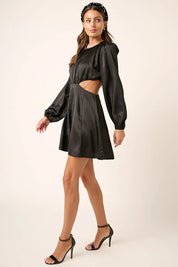 Mittoshop Satin Side Cutout Detail Mini Dress | Mini Dresses Daverri Fashions