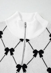 Bow Half Zip Sweater Vest | Sweaters Daverri Fashions
