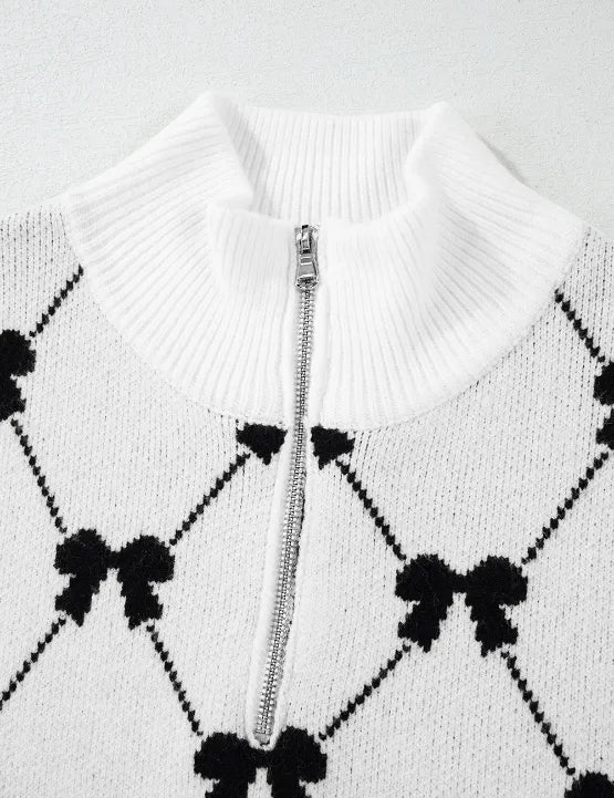 Bow Half Zip Sweater Vest | Sweaters Daverri Fashions