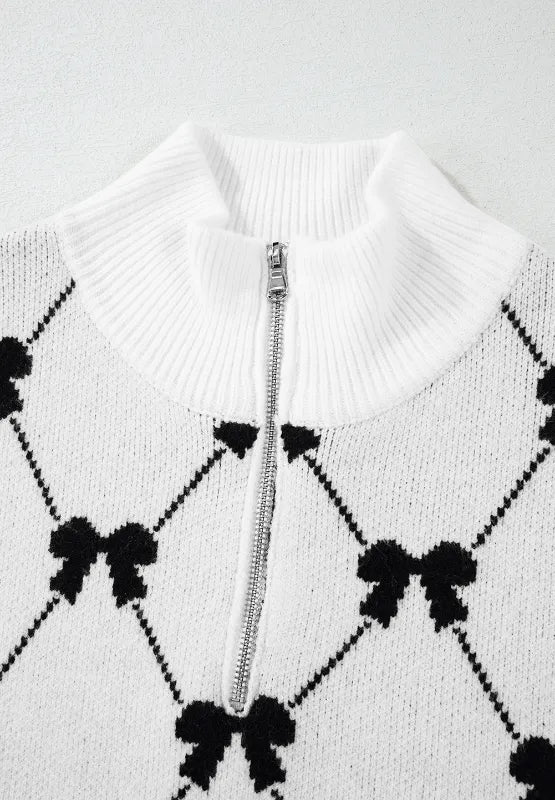 Bow Half Zip Sweater Vest | Sweaters Daverri Fashions