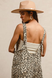 BiBi Leopard Print Adjustable Strap U Neck Jumpsuit | Daverri Fashions