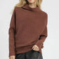 Umgee Draped Turtleneck Long Sleeve Knit Top - DAVERRI FASHIONS