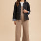 Annie Wear Quilted Printed Lining Snap Down Denim Jacket Tops
