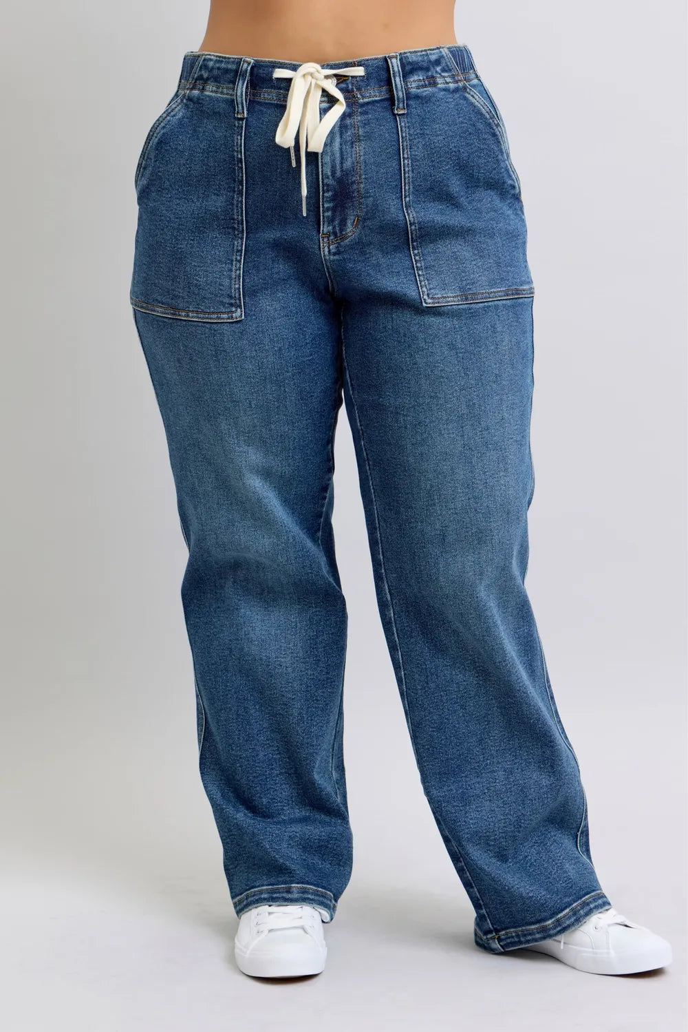 Judy Blue Plus Size High Waist Drawstring Wide Leg Jeans Jeans