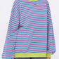 Striped Round Neck Long Sleeve Sweatshirt - DAVERRI FASHIONS
