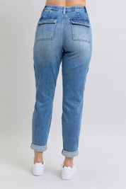 Judy Blue High Rise Cuffed Cargo Denim Jogger Cargo Jeans