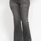 Judy Blue Full Size Mid Rise Tummy Control Washed Gray Release Hem Flare Jeans Plus Size - DAVERRI FASHIONS